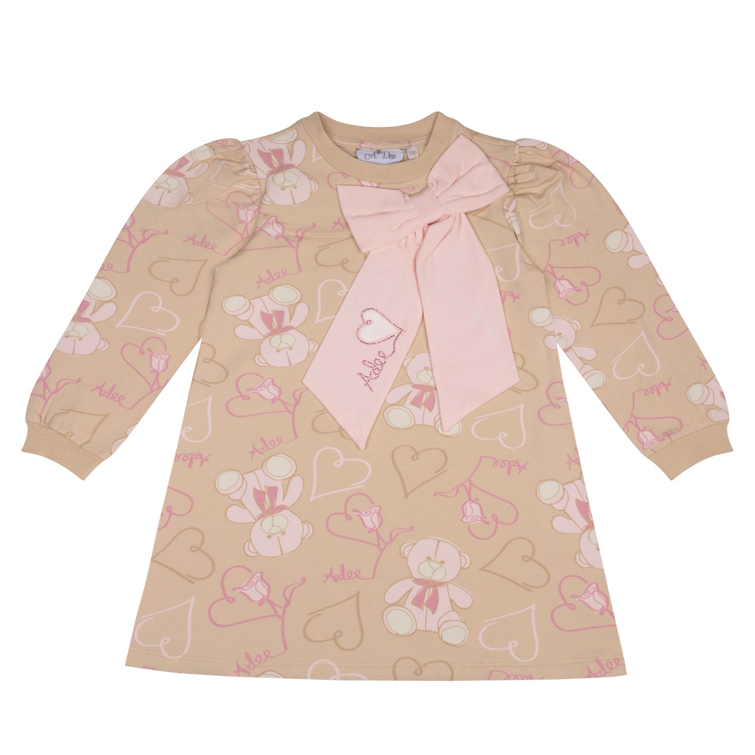 ADee SAGE Beige Teddy Print Sweat Dress