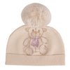 ADee SABRINA Beige Knitted Pom Pom Teddy Hat