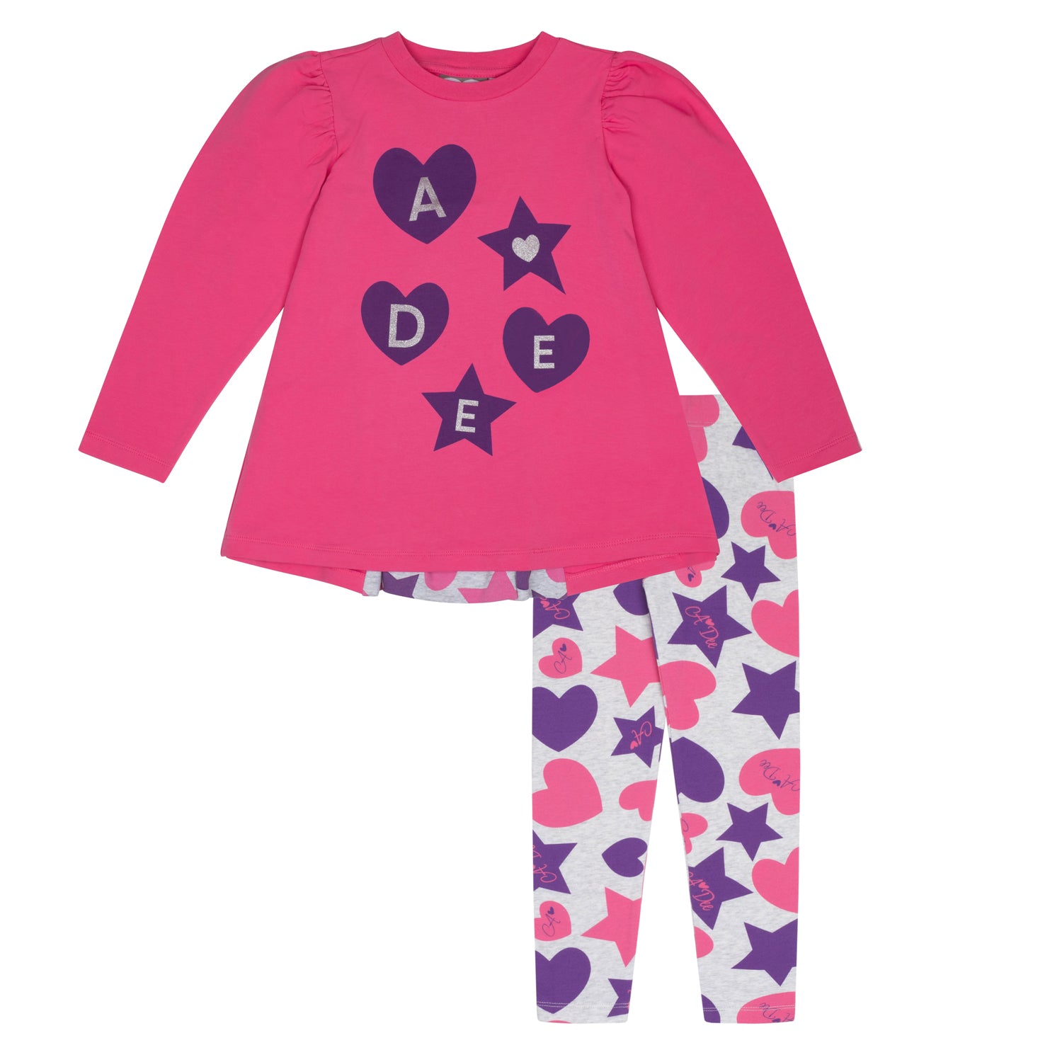 ADee TALLULAH Hot Pink Hearts & Stars Print Logo Legging Set