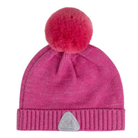 ADee TAMSON Hot Pink Knitted Logo Pom Pom Hat