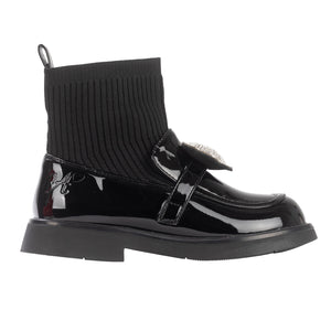 AW24 ADee MARY JANE Back To School Black Heart Sock Wellies