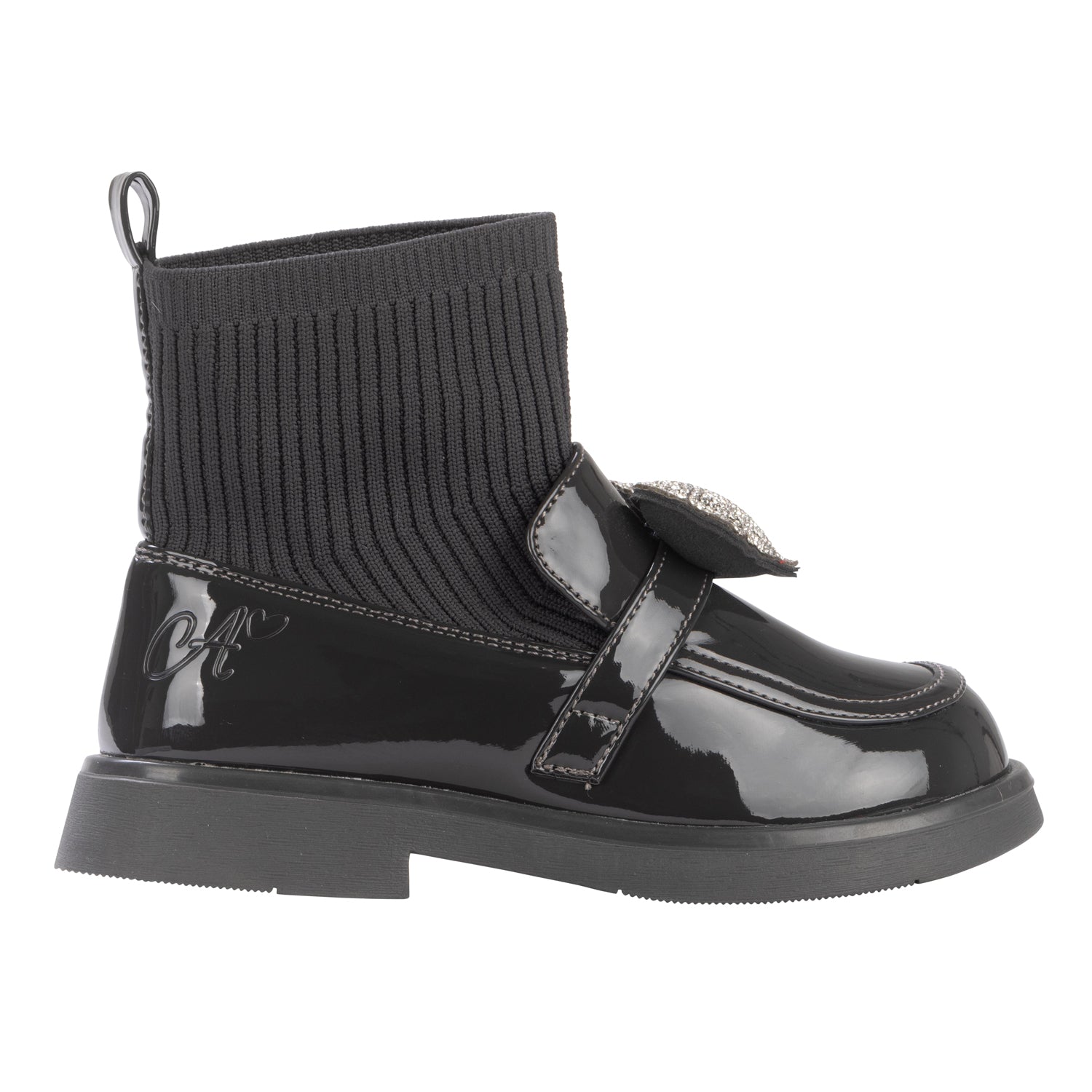 ADee MARY JANE Back To School Dark Grey Heart Sock Wellies