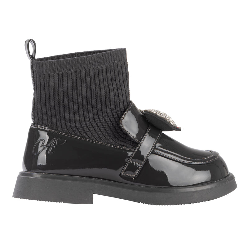 ADee MARY JANE Back To School Dark Grey Heart Sock Wellies