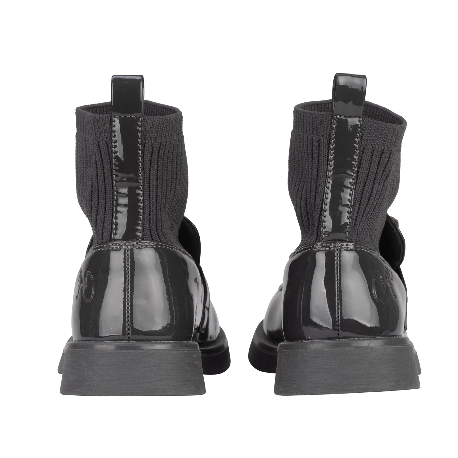 ADee MARY JANE Back To School Dark Grey Heart Sock Wellies