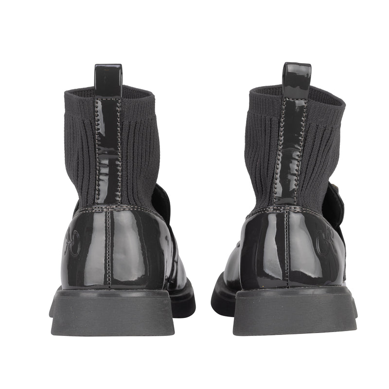 ADee MARY JANE Back To School Dark Grey Heart Sock Wellies