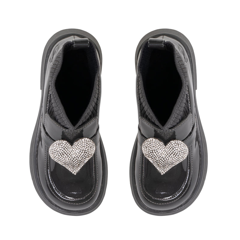 ADee MARY JANE Back To School Dark Grey Heart Sock Wellies
