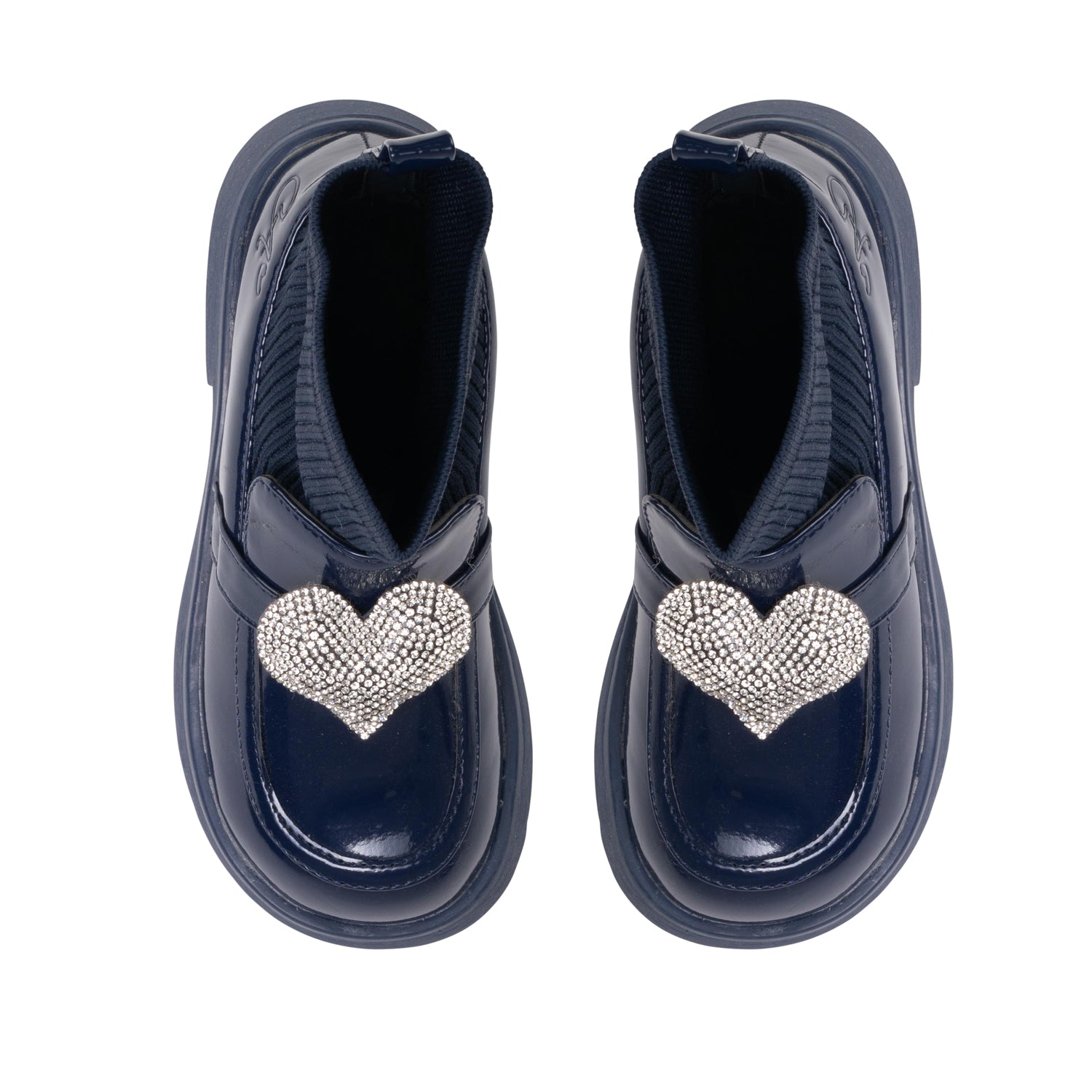 ADee MARY JANE Back To School Navy Blue Heart Sock Wellies