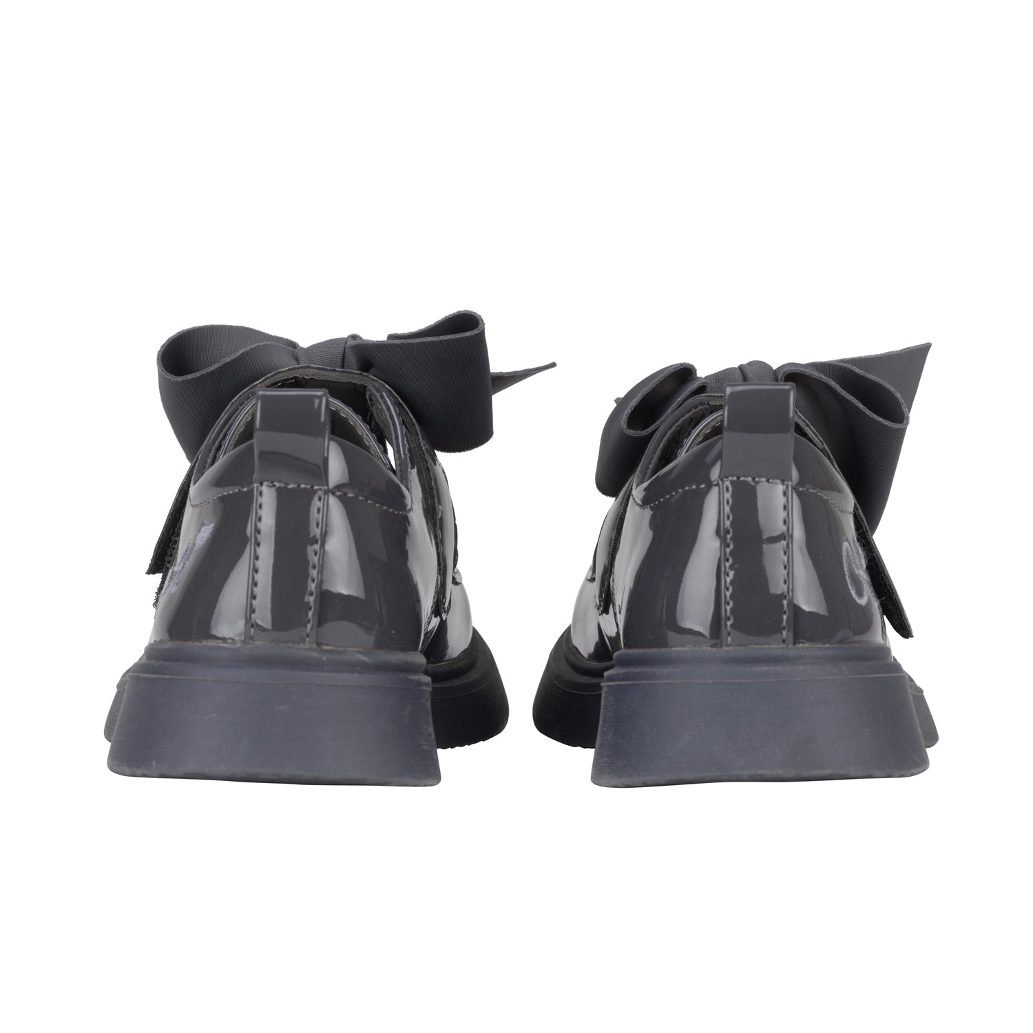 ADee MARY BOW Back To School Dark Grey Bow Shoes