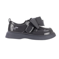 ADee MARY BOW Back To School Dark Grey Bow Shoes