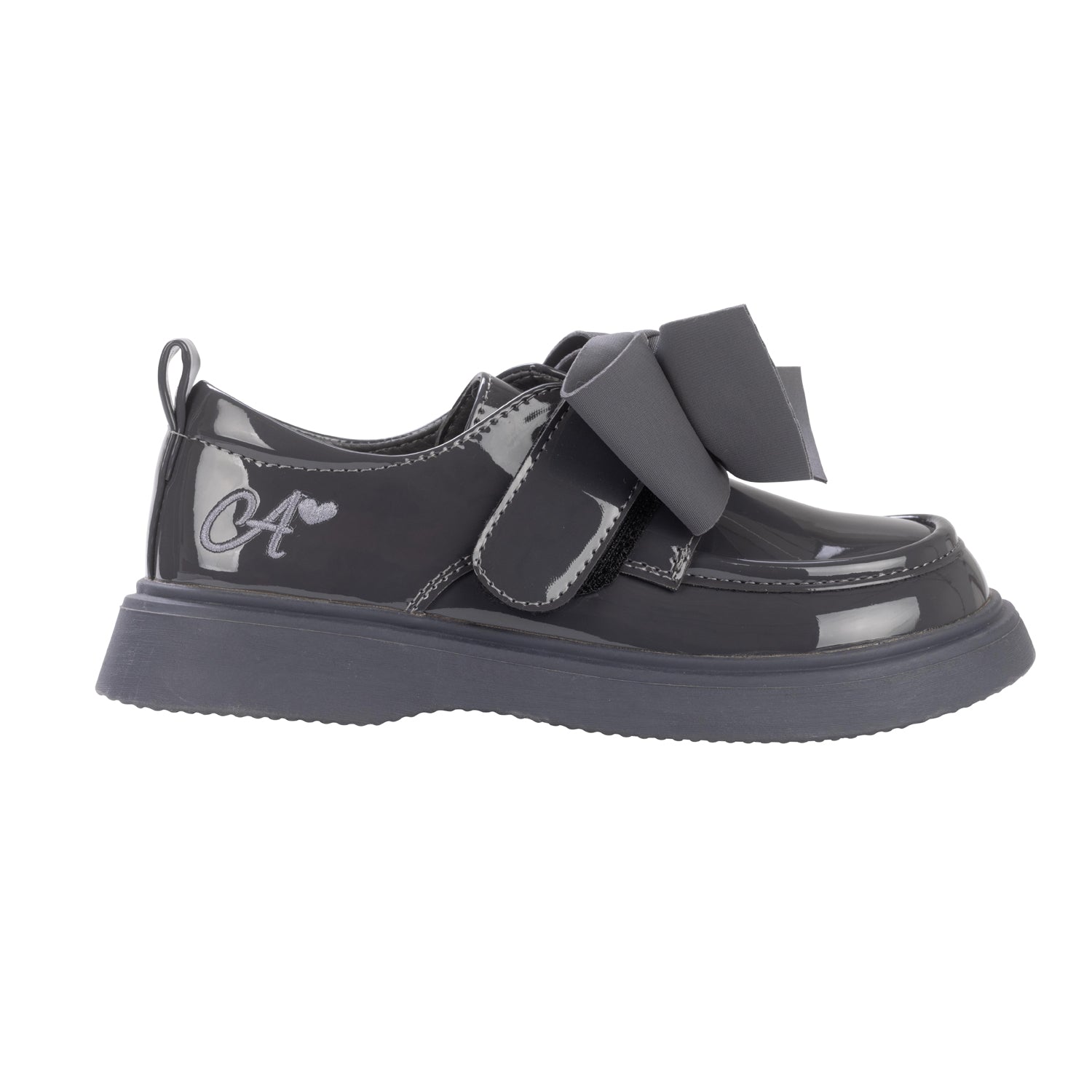 ADee MARY BOW Back To School Dark Grey Bow Shoes