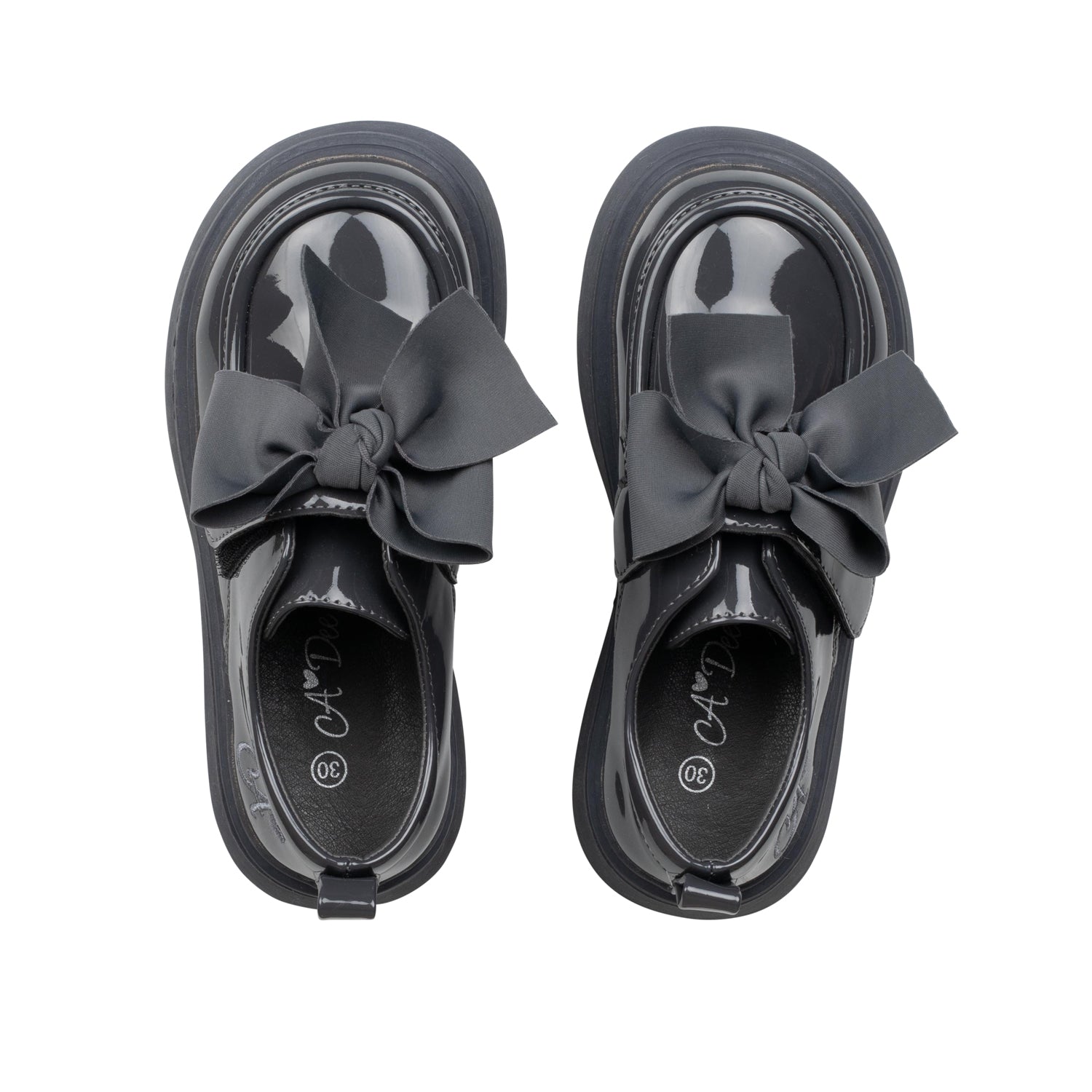 ADee MARY BOW Back To School Dark Grey Bow Shoes