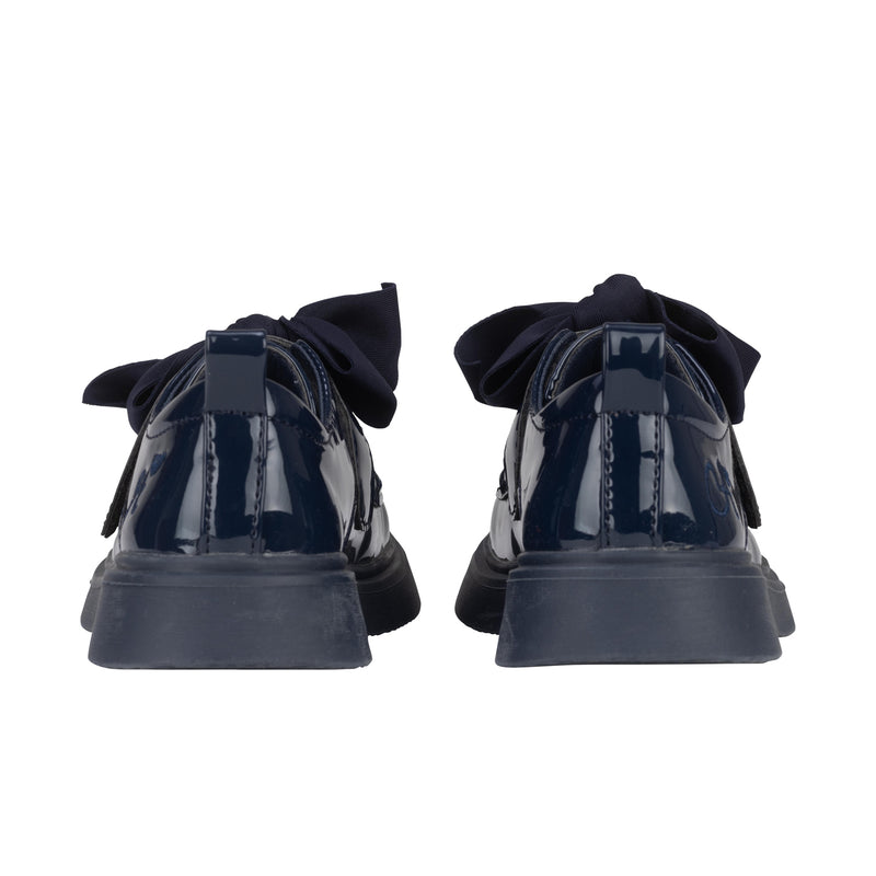 ADee MARY BOW Back To School Navy Blue Bow Shoes