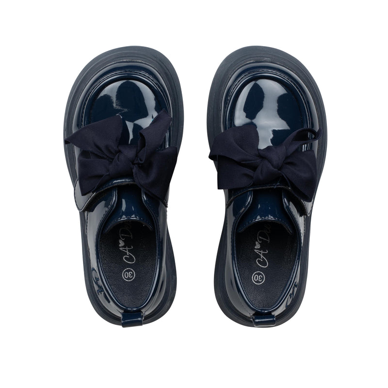 ADee MARY BOW Back To School Navy Blue Bow Shoes