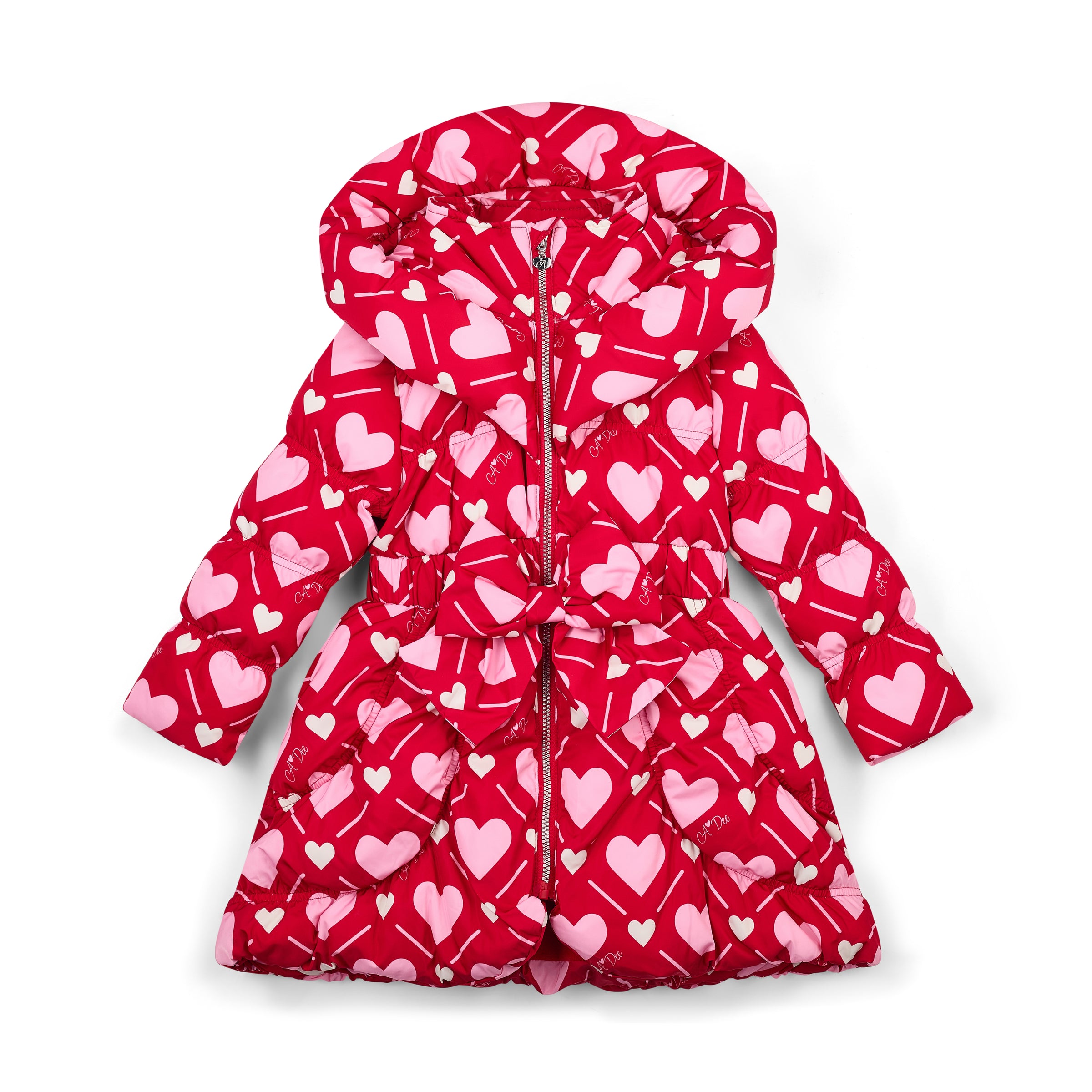 AW25 ADee LAUREN Red & Pink Heart Print Coat