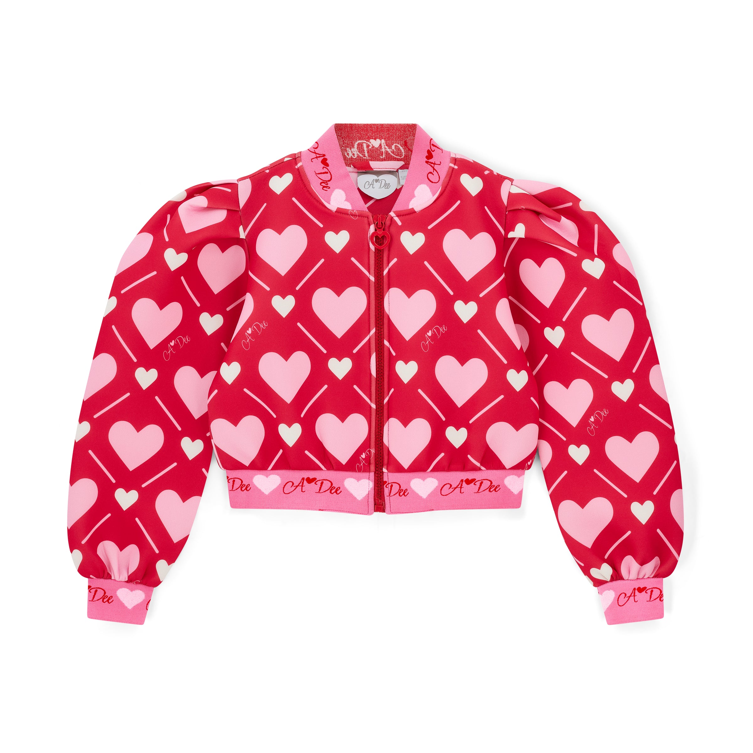 AW25 ADee LISETTE Red & Pink Heart Print Bomber Jacket