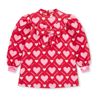 AW25 ADee LIBBY Red Pink & White Heart Print Bow Dress