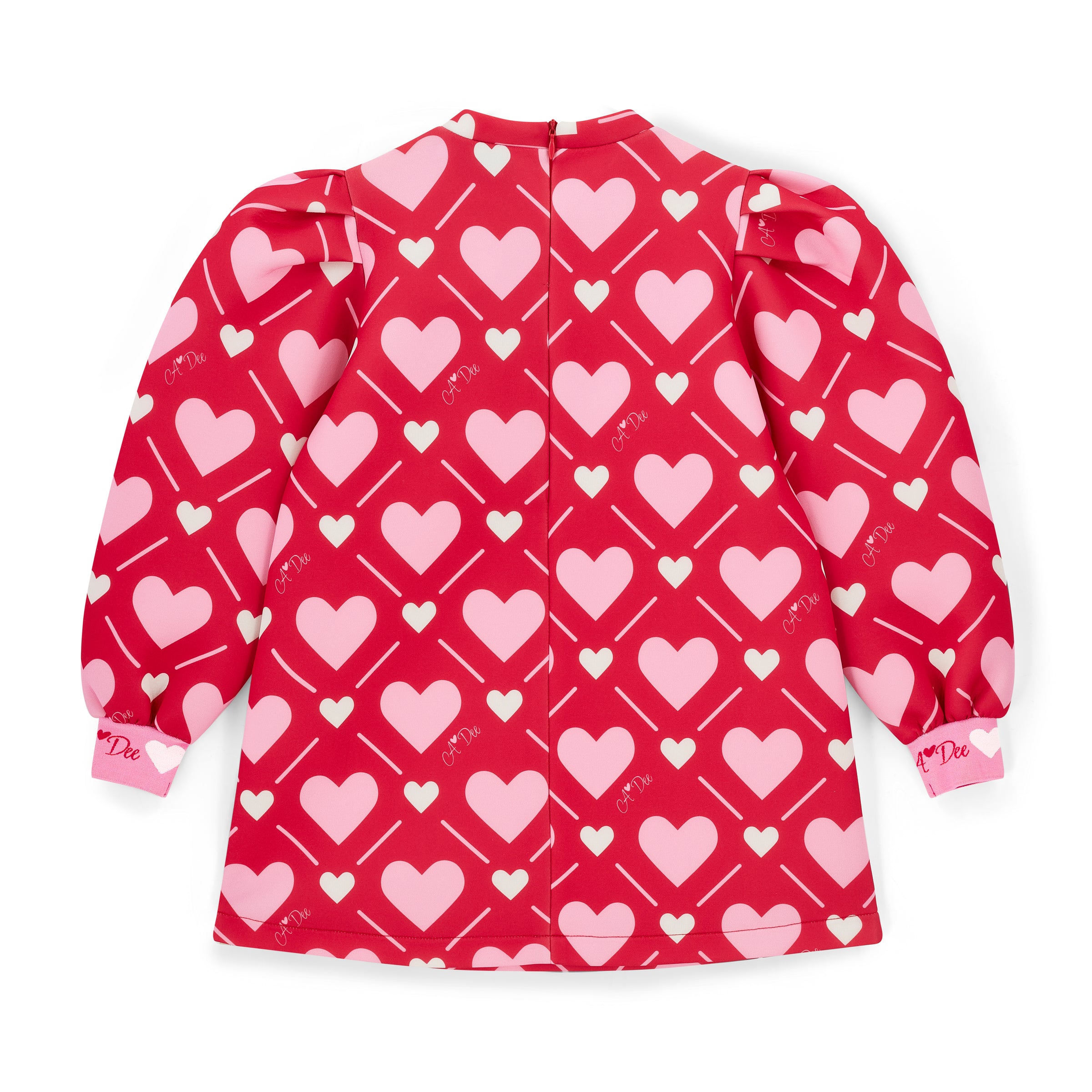 AW25 ADee LIBBY Red Pink & White Heart Print Bow Dress