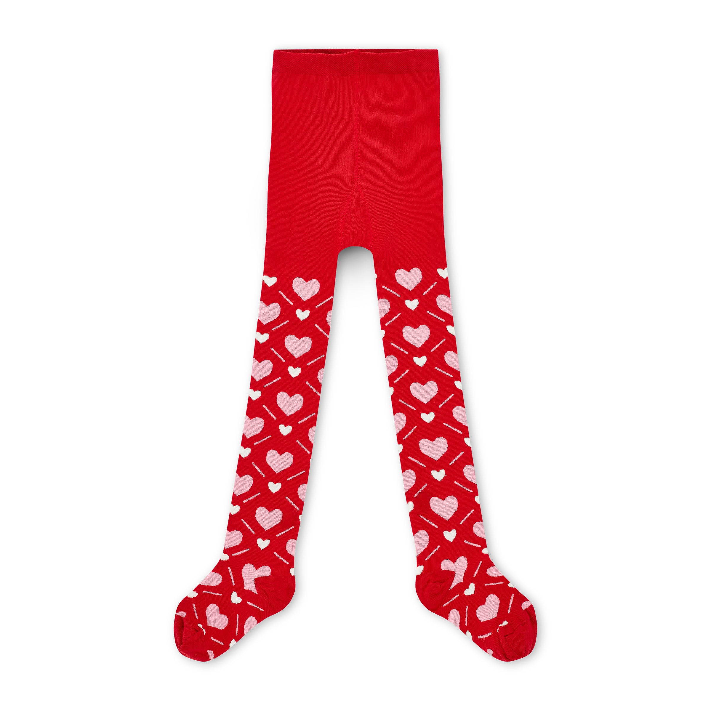 AW25 ADee LAKE Red Pink & White Heart Print Tights