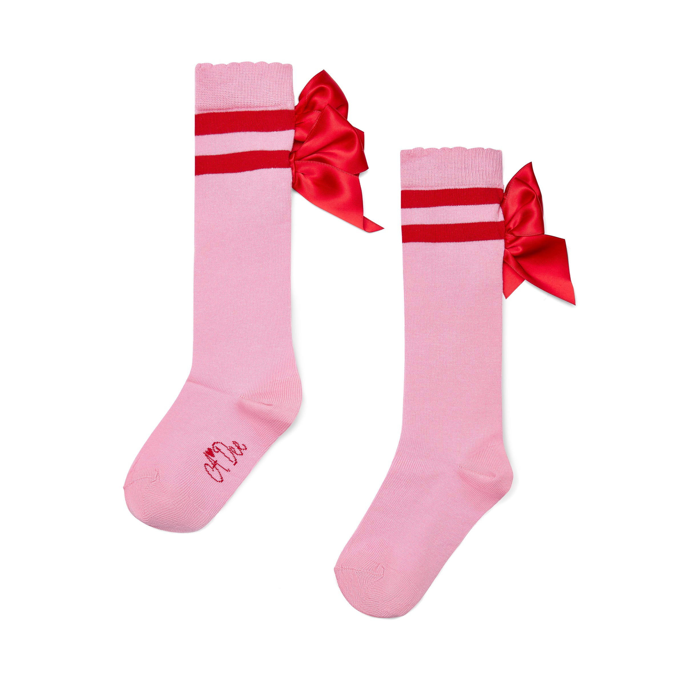 AW25 ADee LUCY Pink & Red Bow Knee High Socks