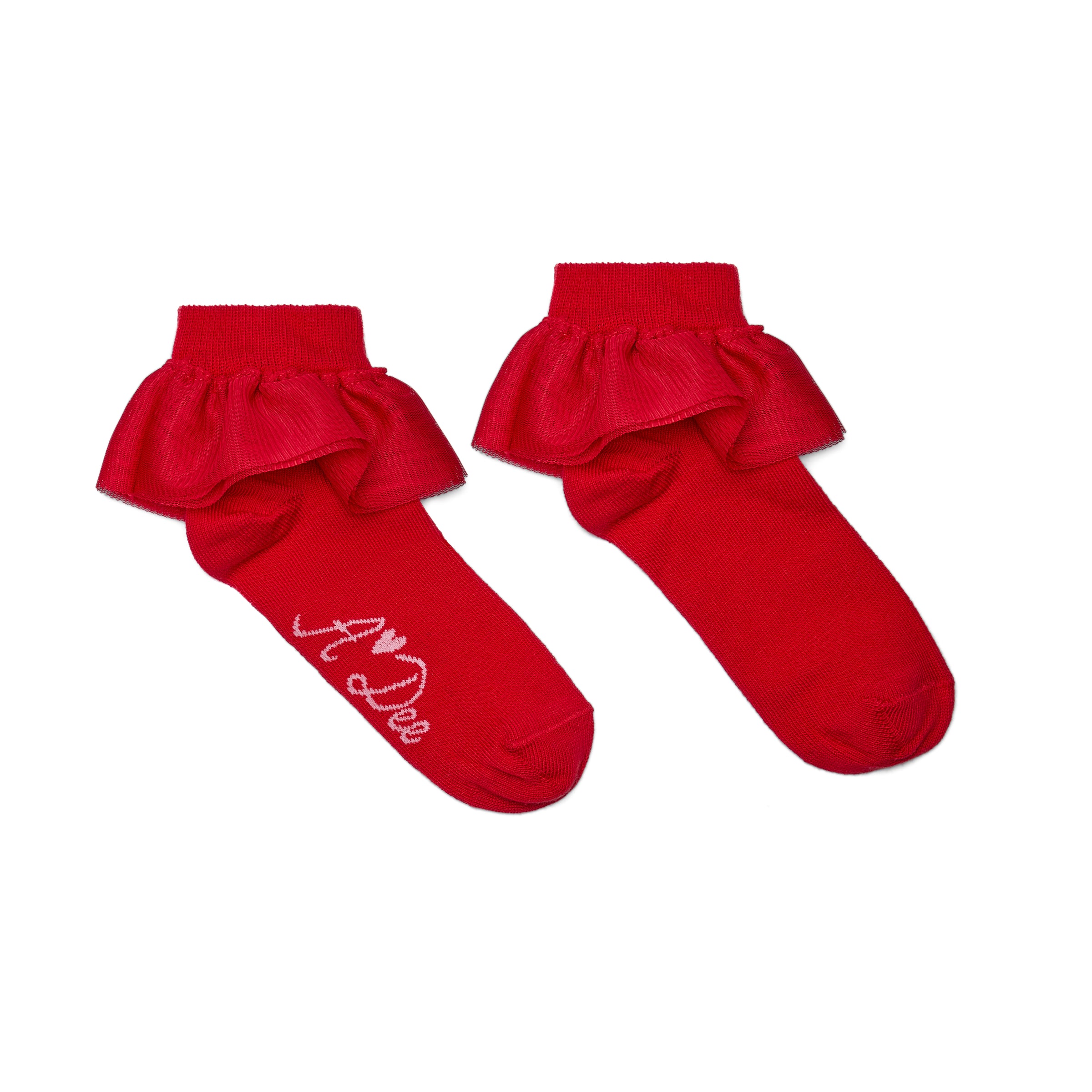 AW25 ADee LOULOU Red Frill Ankle Socks