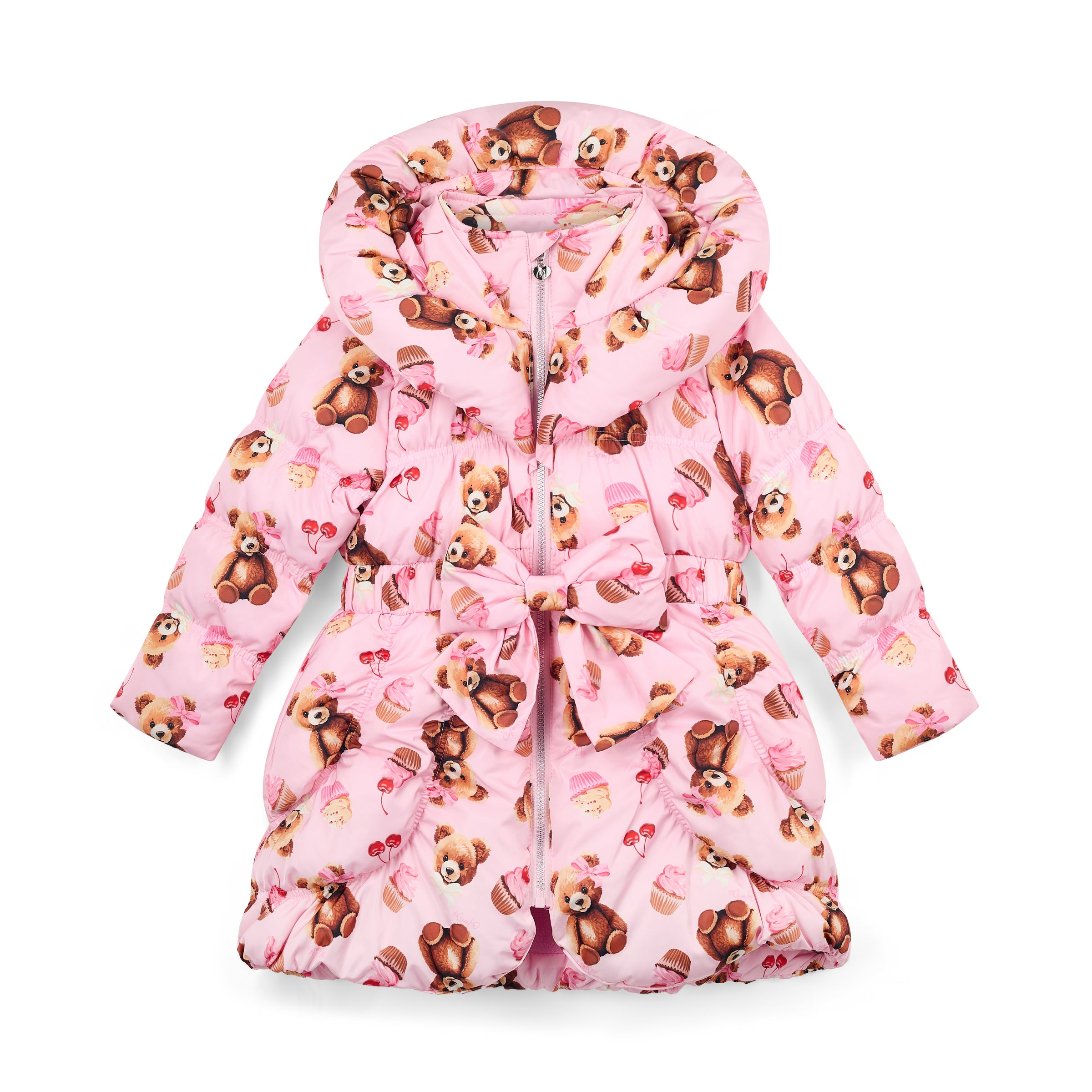 AW25 ADee LAUREN Pink Bear Print Bow Coat