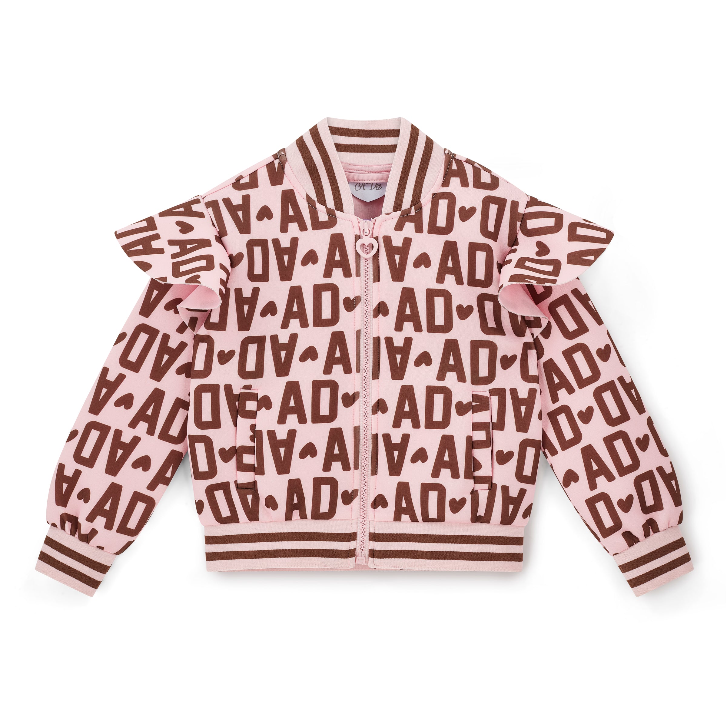 AW25 ADee MELODY Pink & Brown Initial Print Bomber Jacket