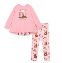 AW25 ADee MISSY Pink Cupcake Bear Print Leggings Set