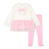 AW25 ADee MILA White & Pink Tulle Bow Leggings Set