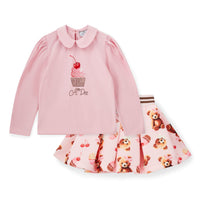 AW25 ADee MABEL Pink Cupcake Bear Print Logo Skirt Set