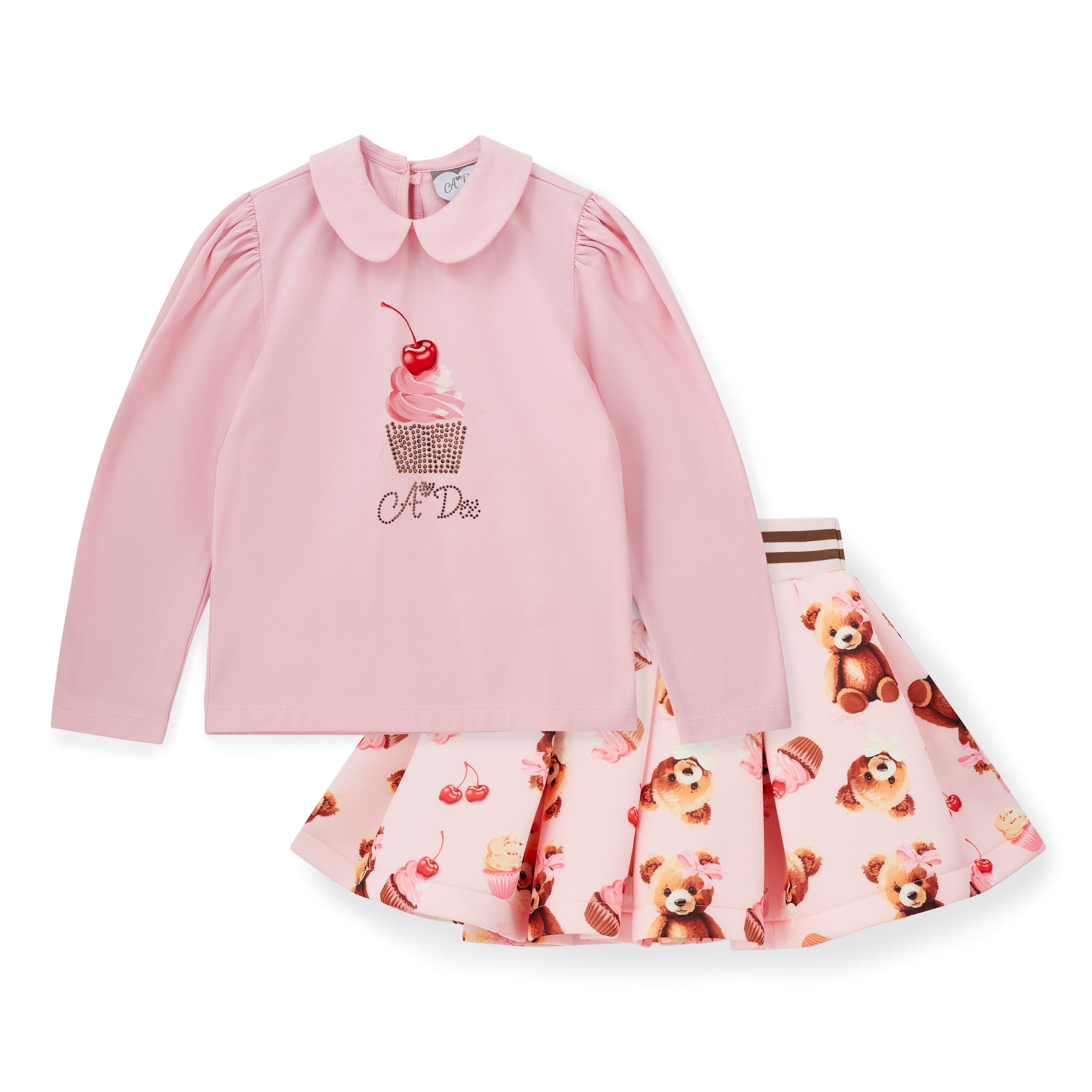 AW25 ADee MABEL Pink Cupcake Bear Print Logo Skirt Set