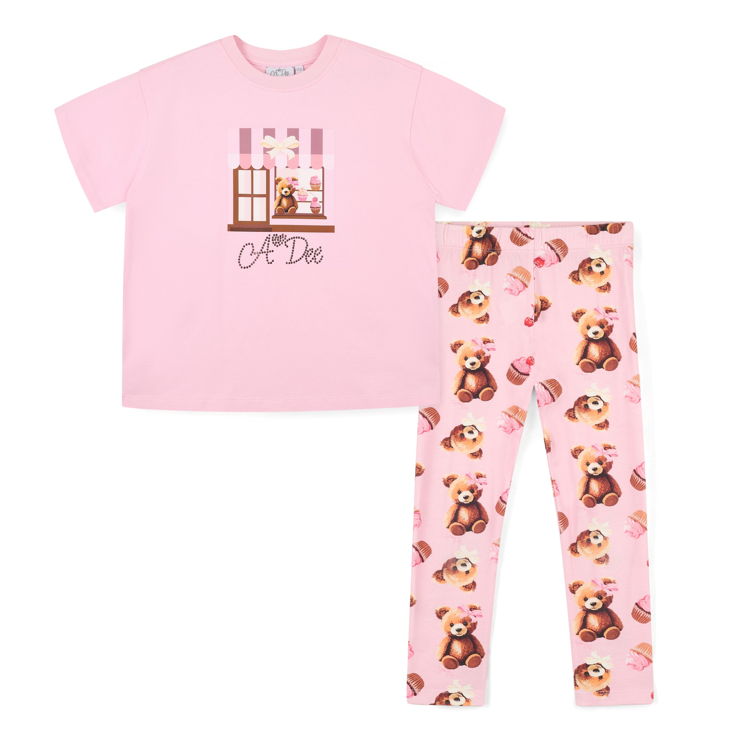AW25 ADee MIMI Pink Bear Print Logo Leggings Set