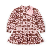 AW25 ADee MAISIE Brown Initial Print Bow Dress