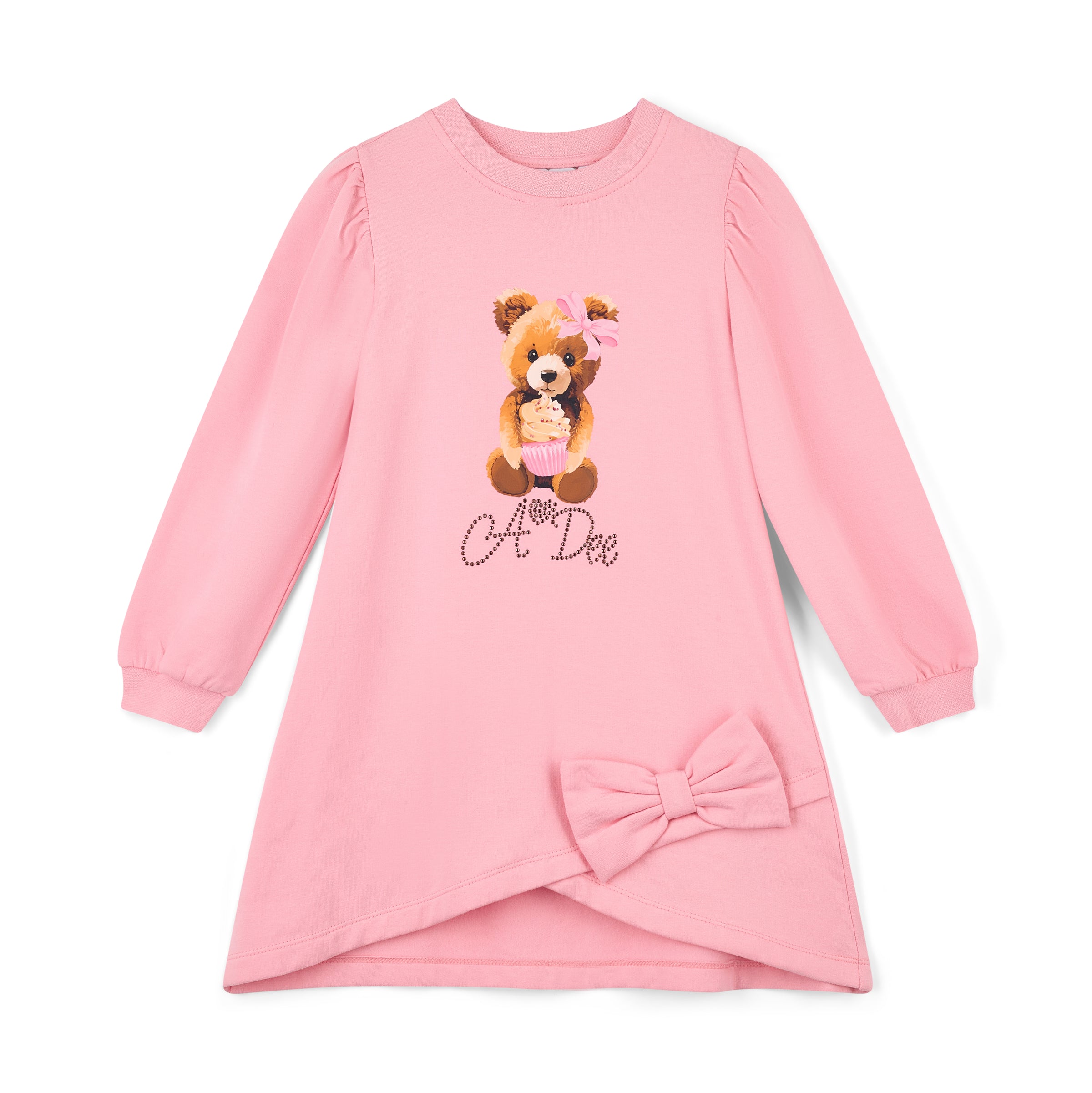 AW25 ADee MICHELLE Pink Bear Logo Bow Dress