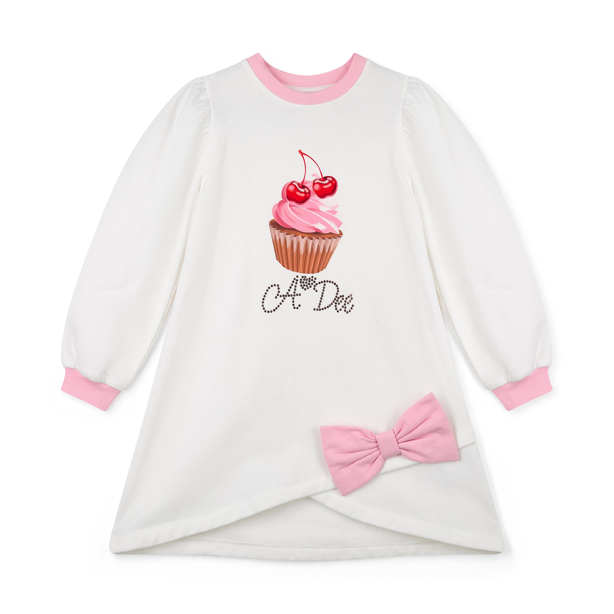 AW25 ADee MICHELLE White Cupcake Logo Bow Dress