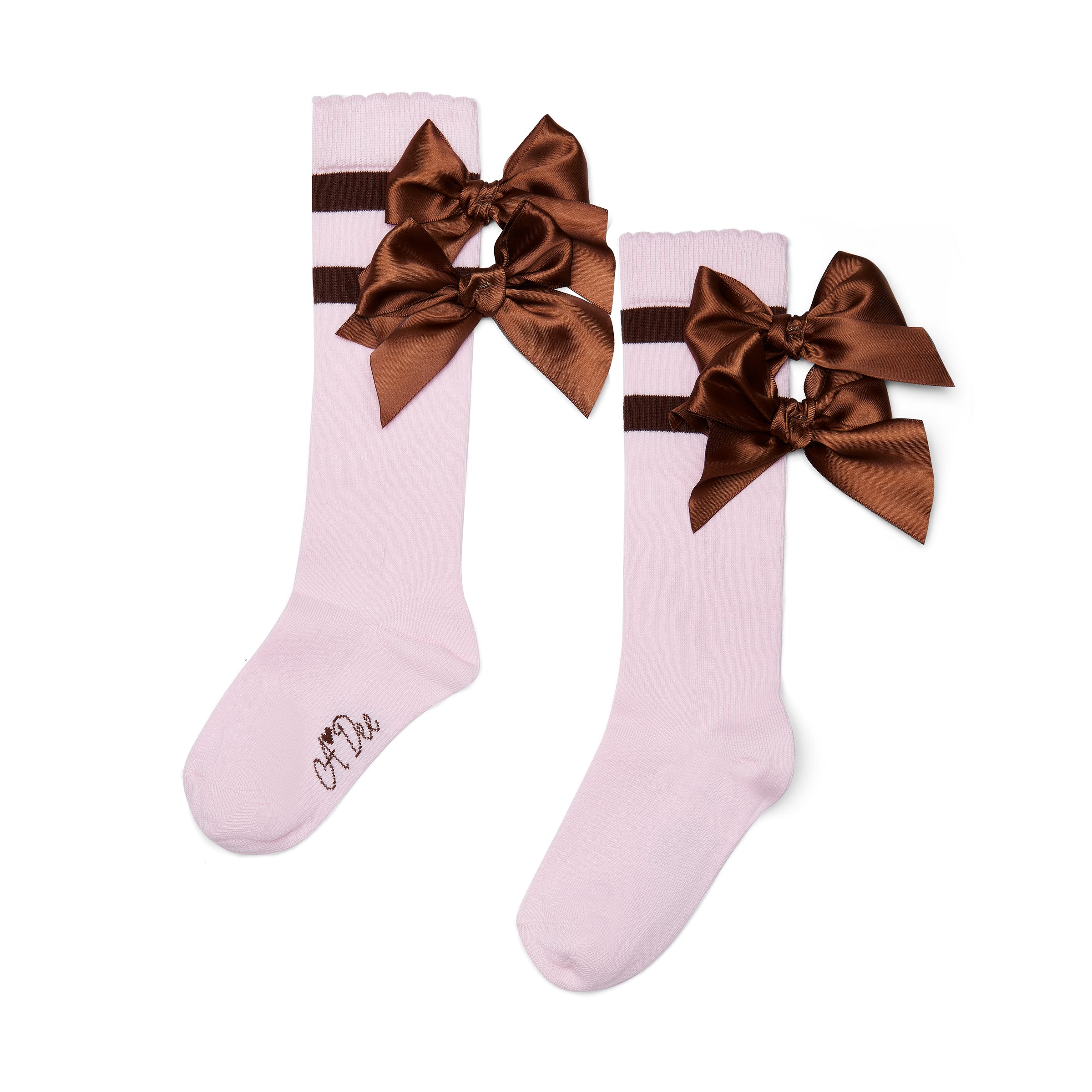 AW25 ADee MAEVE Pink & Brown Bow Knee High Socks