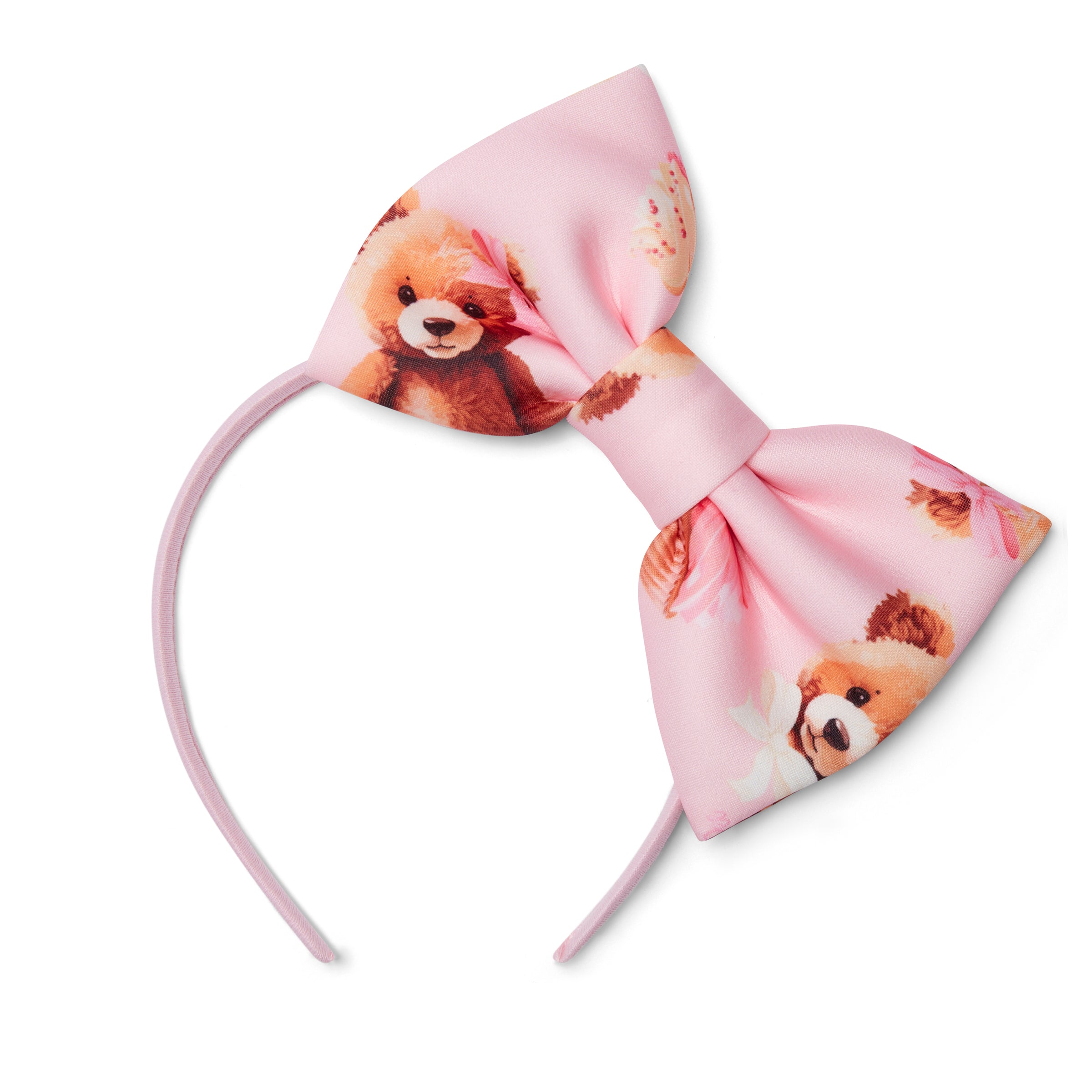 AW25 ADee MEMPHIS Pink & Brown Bear Print Bow Headband