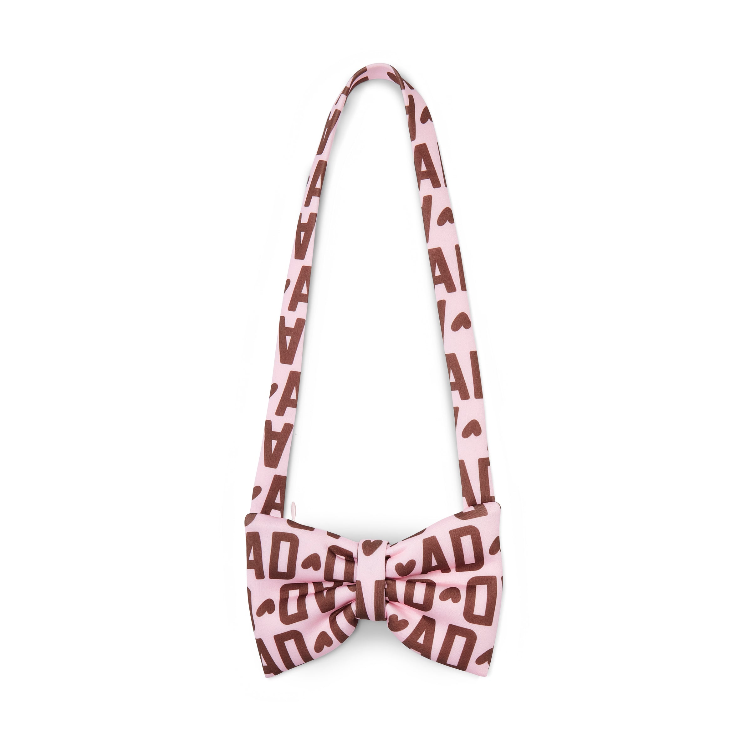 AW25 ADee LAURA Brown & Pink Initial Print Bow Bag