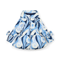 AW25 ADee NYLAH Blue & White Swirl Print Bow Coat