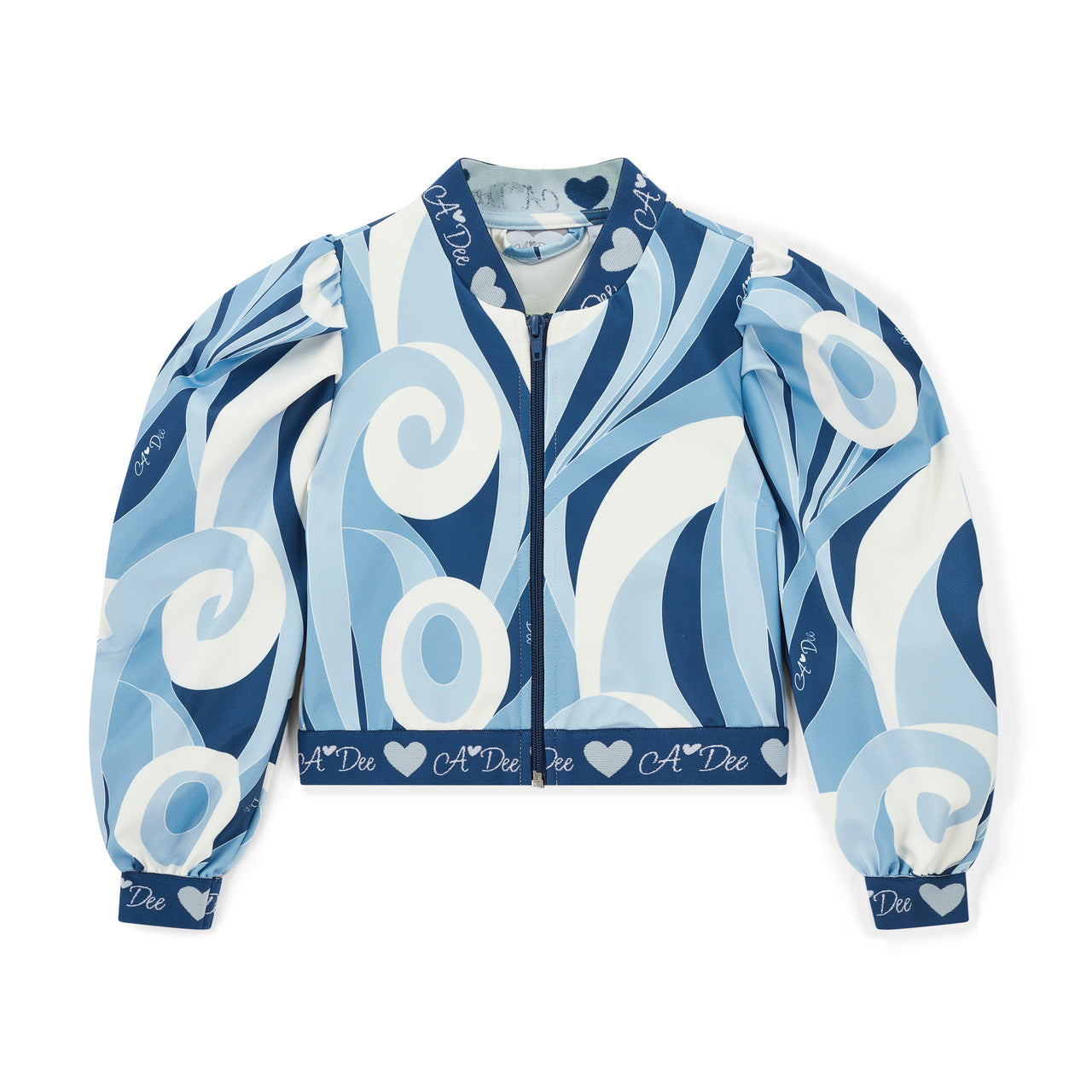 AW25 ADee LIZZY Blue & White Swirl Print Bomber Jacket