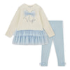 AW25 ADee MILA White & Blue Tulle Bow Leggings Set