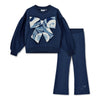 AW25 ADee LUNA Navy Blue & White Bow Flare Tracksuit
