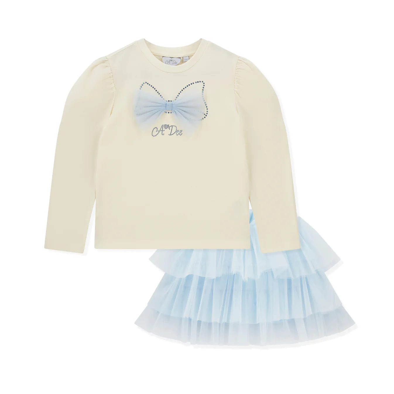 AW25 ADee NAYA White & Blue Tulle Bow Skirt Set