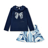 AW25 ADee NELLIE Navy Blue Swirl Print Bow Logo Skirt Set