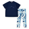 AW25 ADee MIMI Blue & White Swirl Print Logo Leggings Set