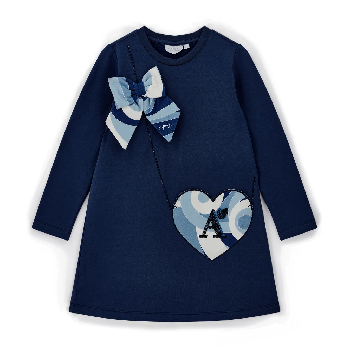 AW25 ADee LOTUS Navy Blue Logo Bow Handbag Dress