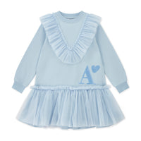AW25 ADee LACEY Blue Logo Tulle Dress