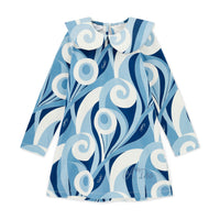 AW25 ADee NORA White & Blue Swirl Print Collar Dress