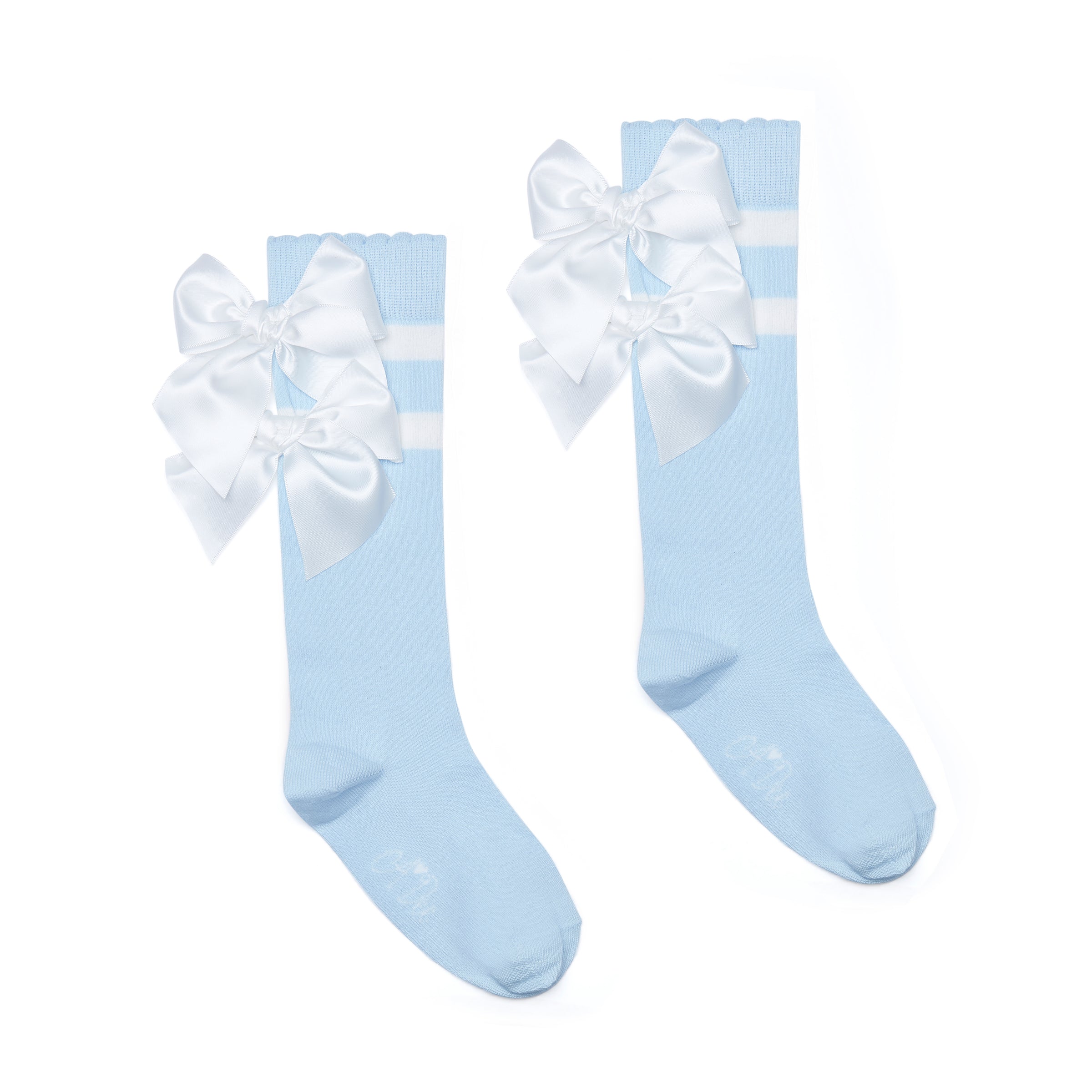 AW25 ADee MAEVE Blue & White Bow Knee High Socks