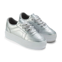 AW25 ADee PATTY Silver Ribbon Lace Platform Trainers