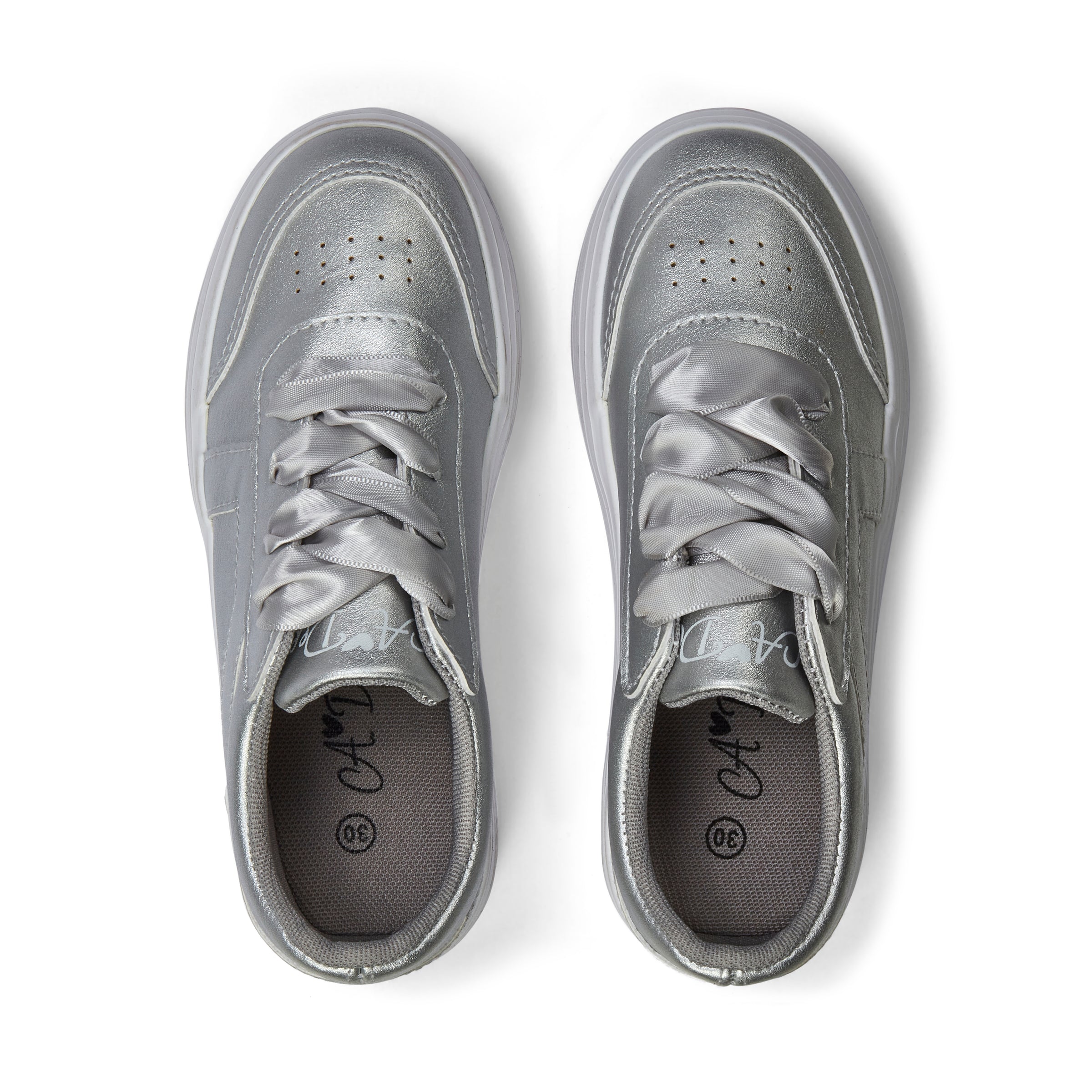 AW25 ADee PATTY Silver Ribbon Lace Platform Trainers
